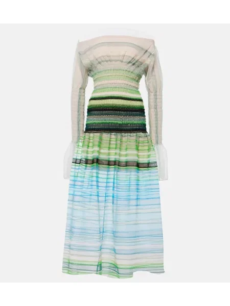 Sukienka midi Susan Fang w paski do kolan garniturowa zielona