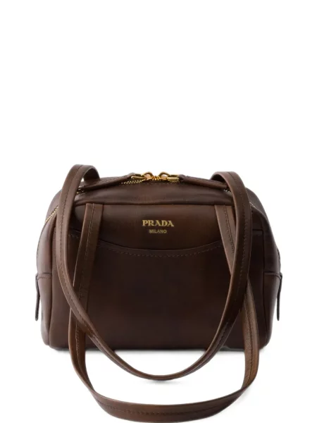 Kožený top Prada hnědý