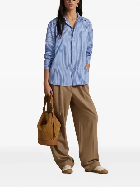 Koszulka Polo Ralph Lauren w paski garniturowa płócienna niebieska