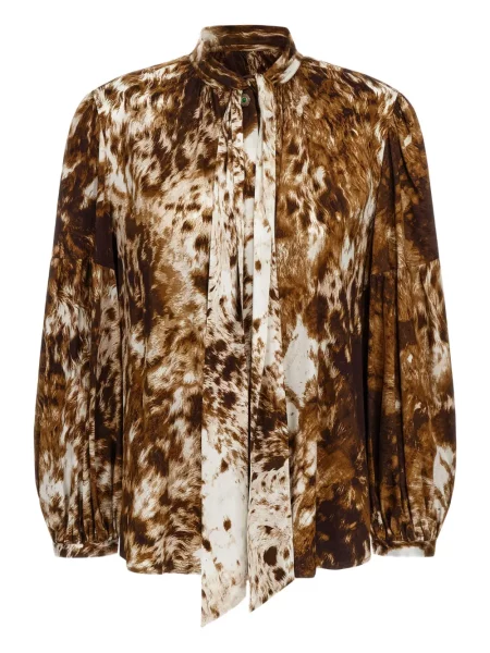 Cămașă Roberto Cavalli cu imagine maro