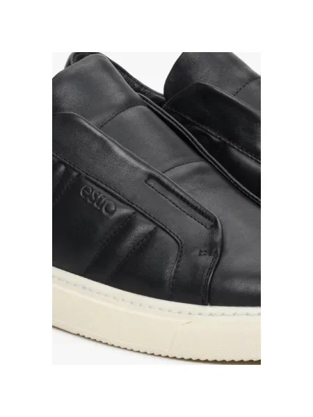 Шкіряні кеди Estro без шнурівки чорні