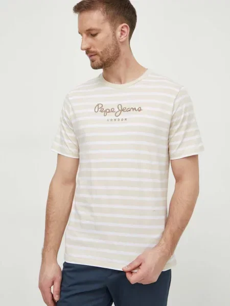 Pepe Jeans majica STRIPED EGGO bež