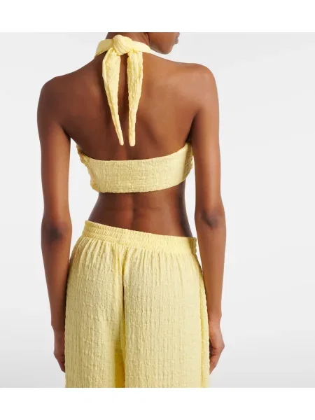 Top Jade Swim cu gât halter galben