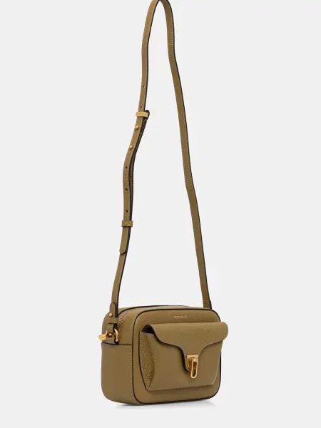 Кожаная сумка Coccinelle бежевая