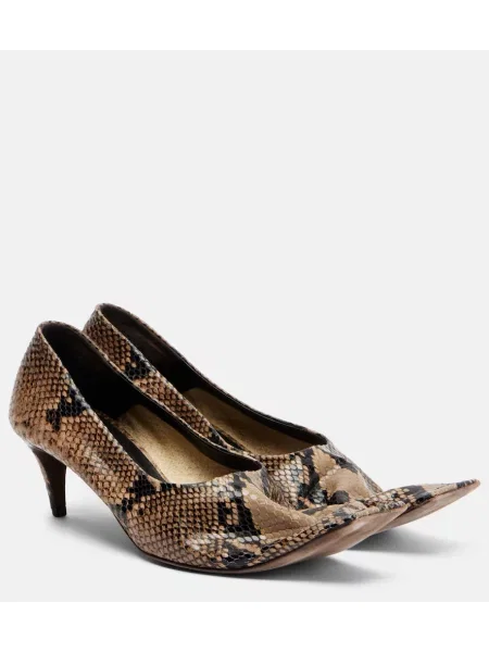 Pantofi cu toc Khaite din piele cu model piele de șarpe bej