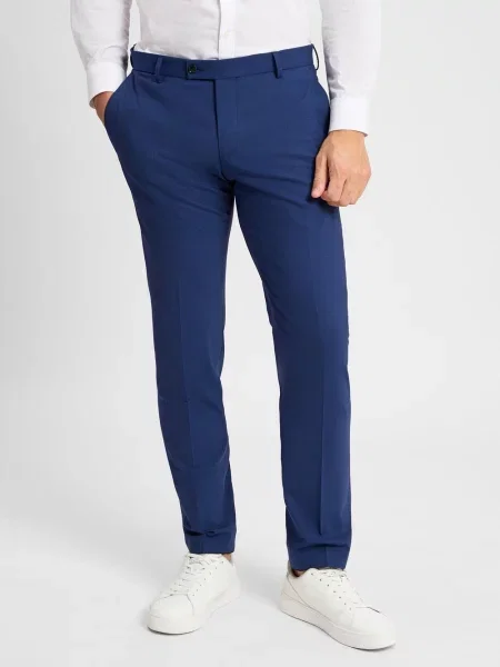 Finshley & Harding Spodnie Mitch Mężczyźni Modern Fit Sztuczne włókno jednolity 24 niebieski