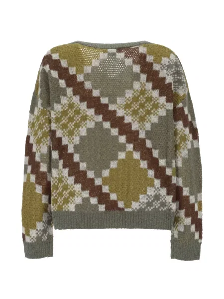 Pulover Pennyblack cu decolteu în V cu model argyle verde