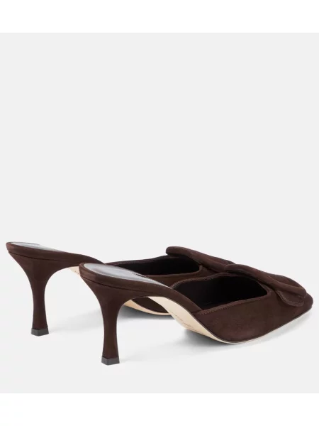 Papuci tip mules Manolo Blahnik din piele de căprioară