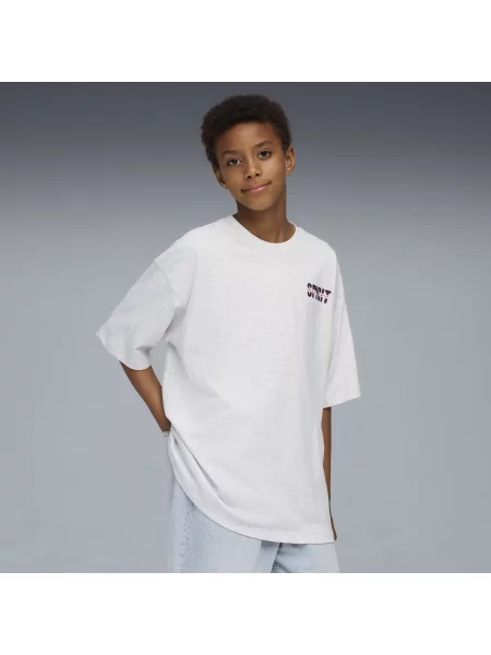 PUMA Młodzieżowa koszulka oversize z grafiką Wardrobe Essentials Go Together Odzież biały
