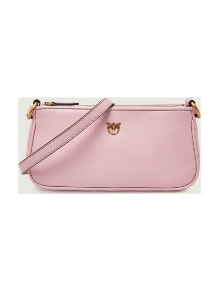 Pinko De piele geantă pe umăr HALF MOON roz