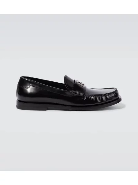 Usnjene loaferke Dolce&gabbana črna