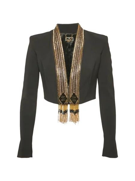 Decupat geacă Elisabetta Franchi cu mărgele negru