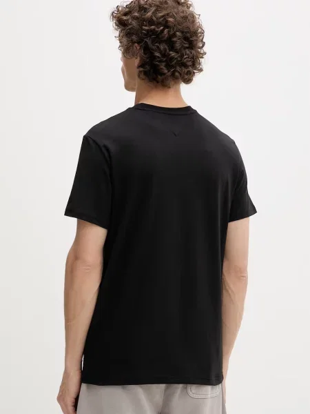 T-shirt krój slim fit z czystej bawełny Tommy Hilfiger czarna