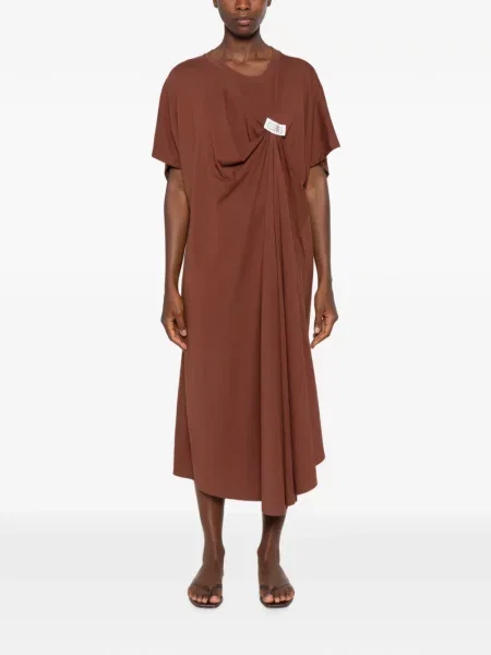 Rochie midi Mm6 Maison Margiela cu autograf maro