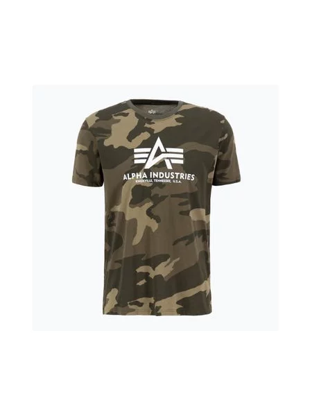 Футболка Alpha Industries Basic Camo оливкова камуфляж зелена