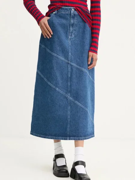 Дънкова пола Résumé ClaireRS дълга разкроена синьо