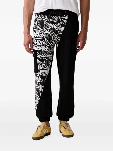 Pantaloni cargo Sprayground cu imagine alergare negru