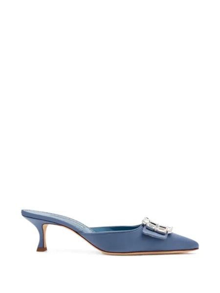 Papuci tip mules Manolo Blahnik cu cataramă albastru