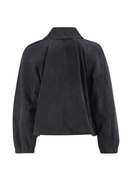 Geacă Weekend Max Mara din piele de căprioară albastru