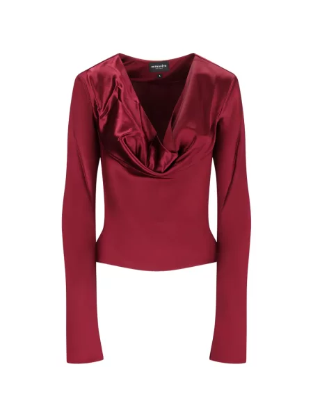 Top Retrofete drapat roșu