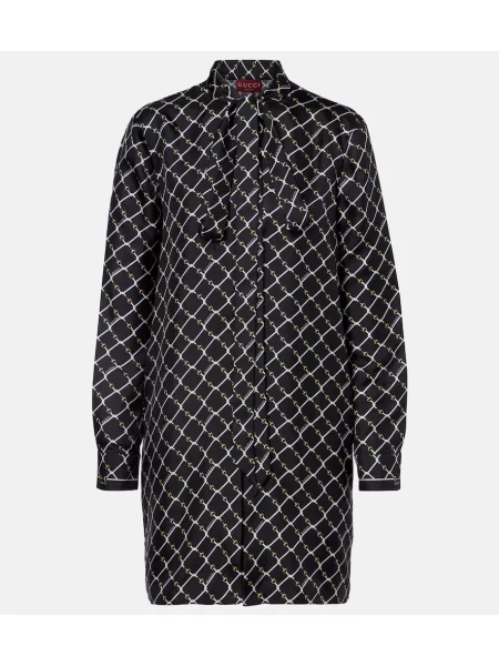 Rochie Gucci de mătase cu imagine negru