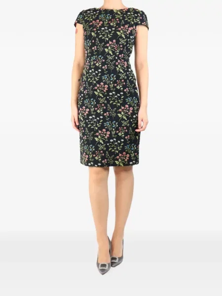Rochie mini Erdem cu model floral din jacard negru