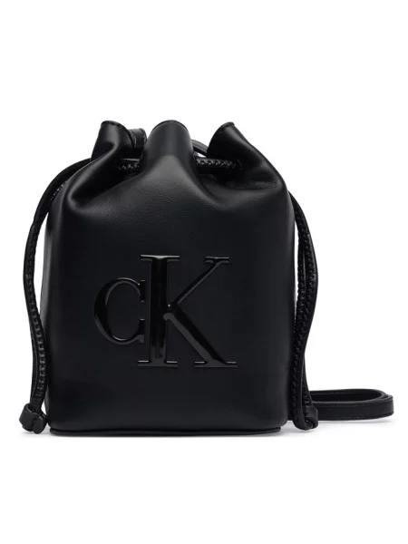 Calvin Klein torebka worek z imitacji skóry czarna