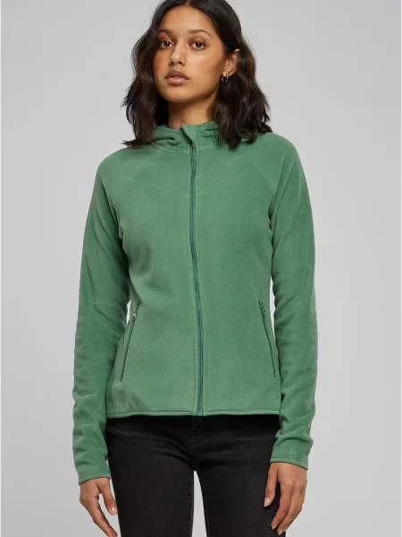 Флийс суичър с качулка Urban Classics с качулка зелено