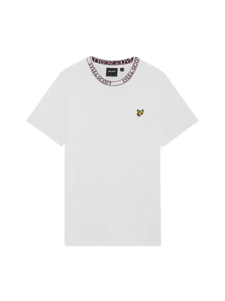 Krótka koszulka Lyle & Scott z nadrukiem biała
