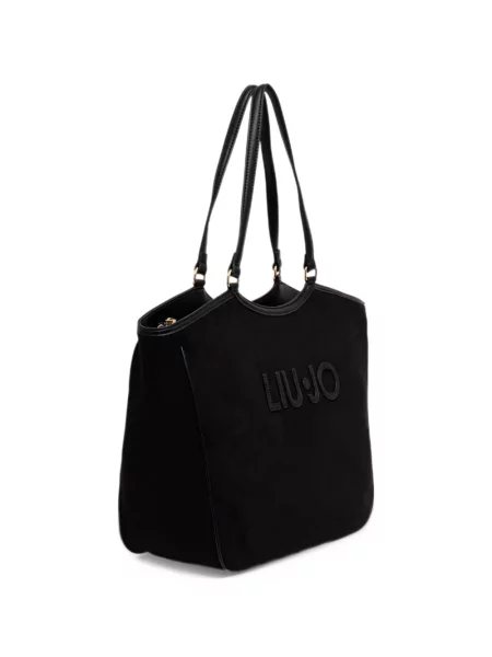 Τσάντα shopper Liu Jo με απλικέ μαύρο