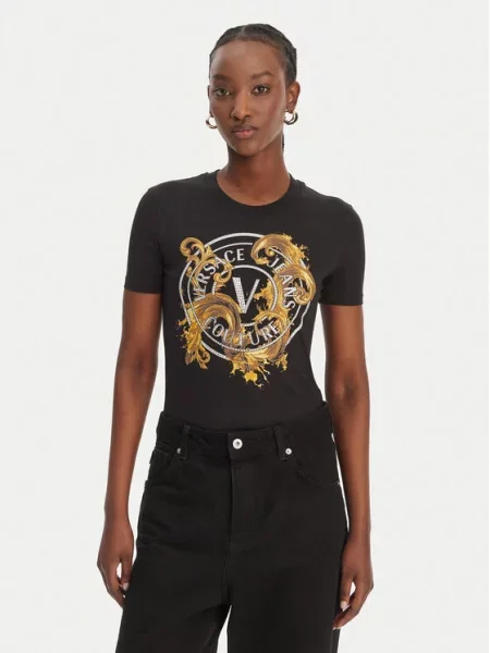 Versace Jeans Couture Majica svetlo oranžna bela črna