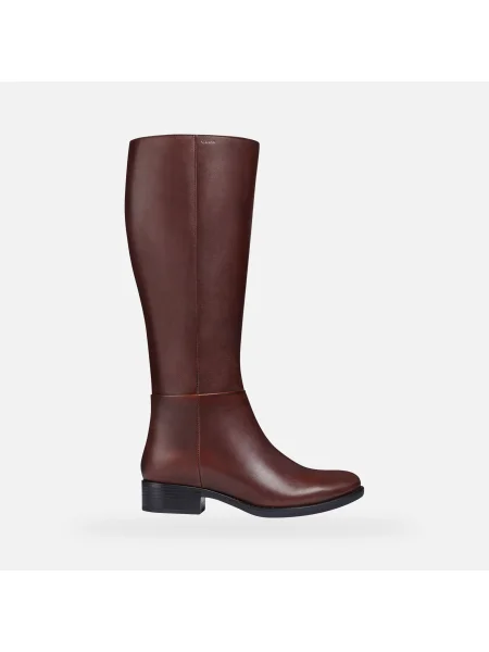 Кожени ботуши Geox D FELICITY D с висок кафяво