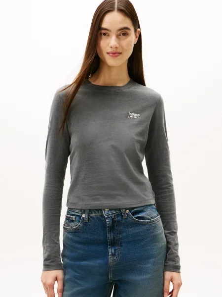 Tommy Jeans Tricou gri închis alb