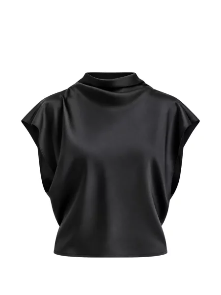 Top Tanya Taylor din satin drapat negru