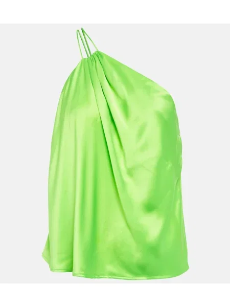 Satynowy top The Sei na jednym ramieniu zielony