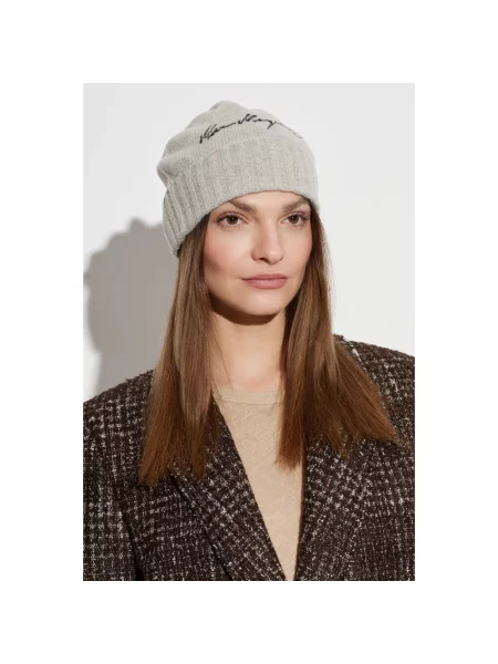 Czapka Mm6 Maison Margiela wełniana z nadrukiem w kolorze melanż czarna