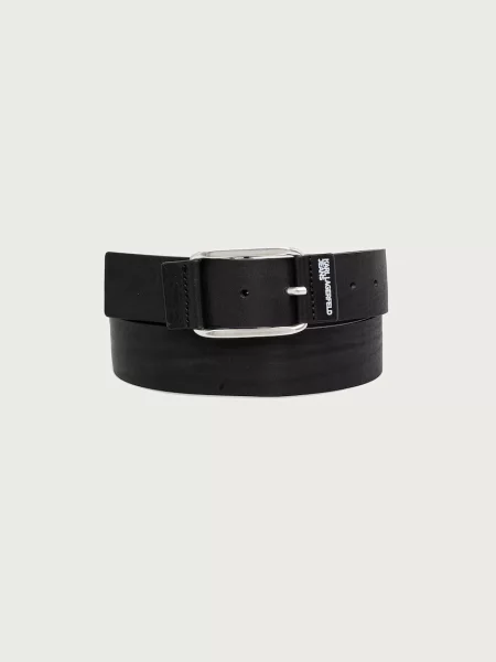 Karl Lagerfeld Jeans curea pentru bărbați din piele negru