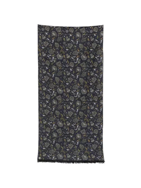 Fular Kiton cu franjuri cu model paisley albastru