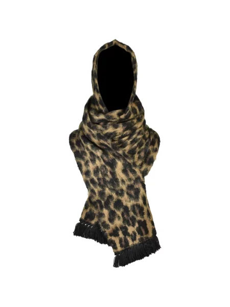 Fular Cedarwood cu glugă cu imagine cu model leopard