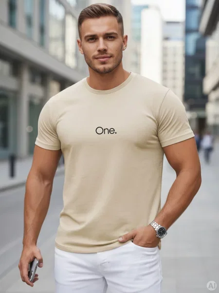 T-shirt z nadrukiem Dstreet beżowy