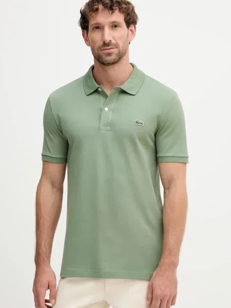 Тениска с яка Lacoste с изчистен дизайн бяло