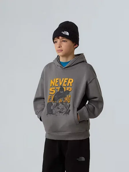 Дитяче Худі The North Face Sports Oversized бавовна/поліестер сірий