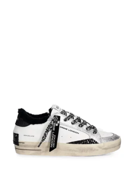Sneakerși Crime London din piele de oaie alb