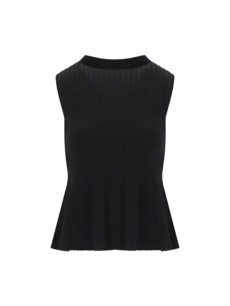 Lniany top Marella czarny