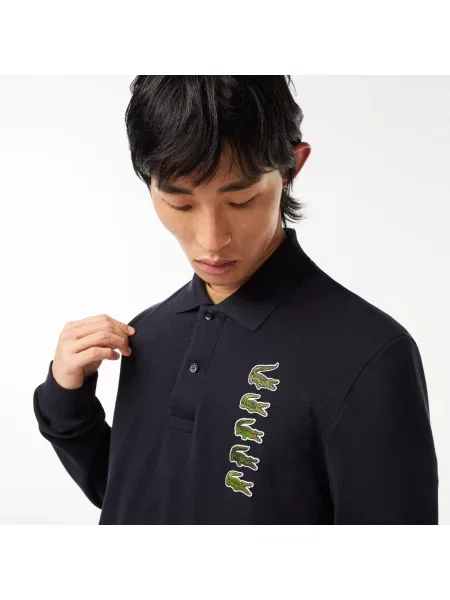 Lacoste Koszulka Polo Z Długim Rękawem Classic Fit granatowa