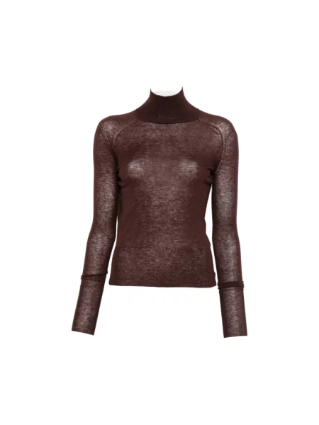 Dzianinowy sweter z golfem Joseph brązowy