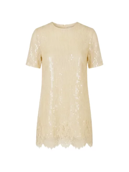 Rochie mini Monse cu paiete din dantelă galben
