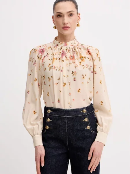 Luisa Spagnoli cămașă pentru femei din mătase Bria bej