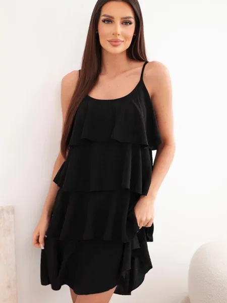 Sukienka mini Kesi Włoski na ramiączkach czarna