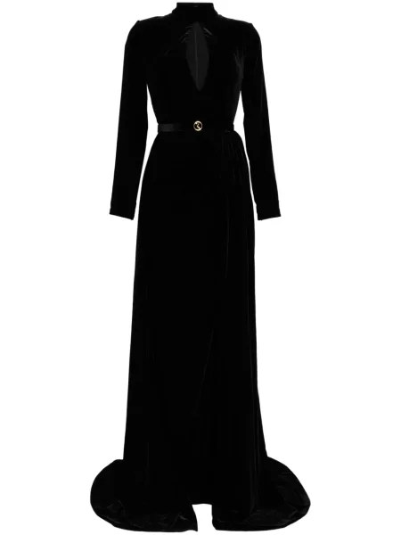 Rochie maxi Saiid Kobeisy de catifea lungă de costum negru